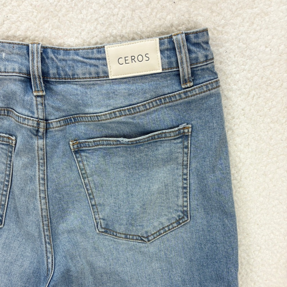 Ceros Wide Leg Ripped Distressed Jeans Women's 29 Blue High Rise Denim Pants - Picture 13 of 14